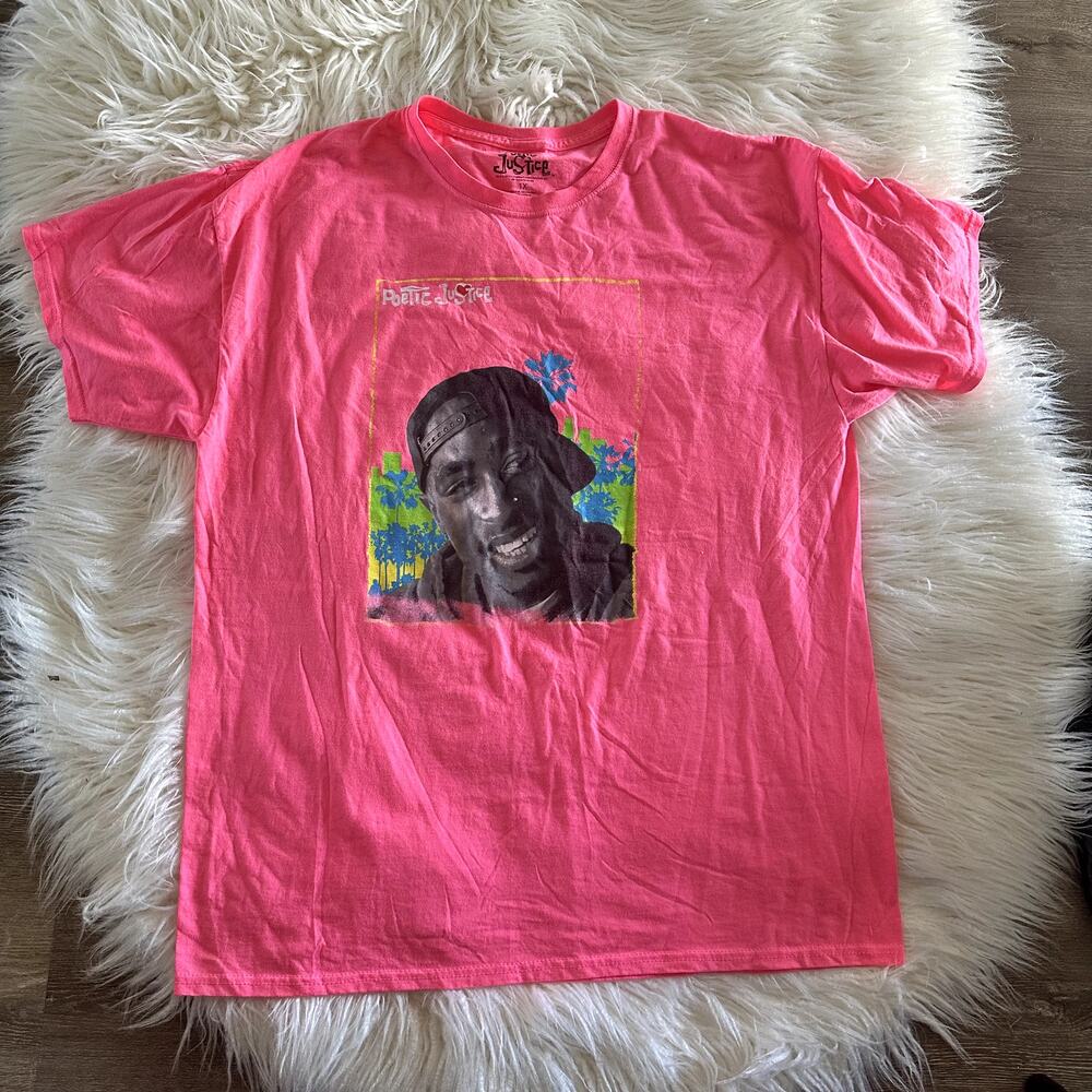 Plus Size Hot Pink Tupac 2Pac Poetic Justice Shirt Size 1X